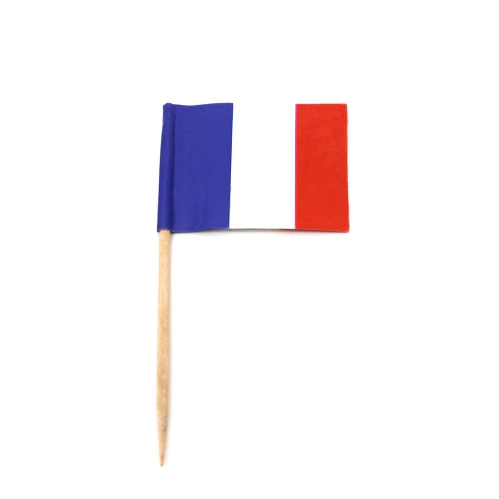 France Country Toothpick Cupcake Toppers Flag Small Mini Stick Flags Picks Party Decorations Celebration Cocktail Food Bar Cake Flags 100 Pcs