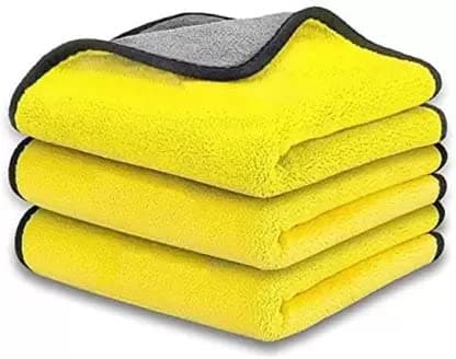 Force24Microfiber Car Cleaning Cloth Super Soft 800 GSM (40 x 40 cm) Microfiber Cloth for Car and Bike Scratch Less Drying, Cleaning and Detailing (Pack of 3) (Yellow)