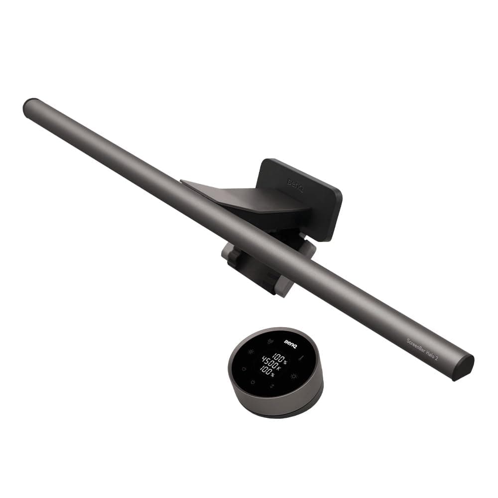 BenQ ScreenBar Halo 2 Monitor Light Desk Light with Backlight Dual Lighting Indirect Lighting Wireless Remote Control Wide Area Lighting Auto On/Off (for Gaming, Programming, Movie Watching, Desk