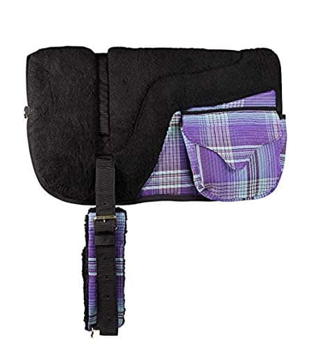Fleece Bareback Pad By Kensington — 36"Wx 29"H Ergonomically-Correct Bareback Pad With 1” Foam Center for Maximum Comfort — With Double Billet Straps for Security — Adjustable and Fits Most Horses