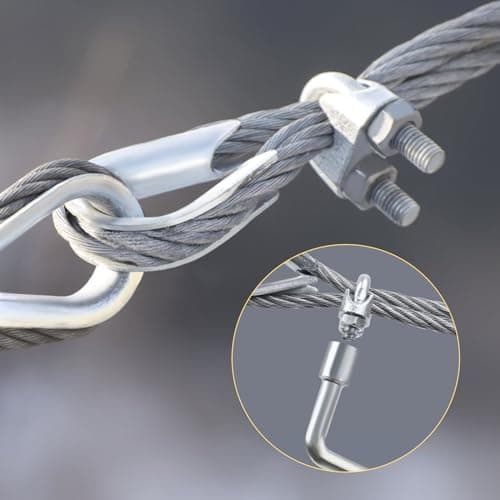 Galvanised Wire Rope Kit 5mm, 15m 7x7 Strands Steel Cable with Clamps & Thimbles, Heavy Duty Outdoor Garden Wire for Trellis, Climbing Plants, Fence, Hanging String Lights