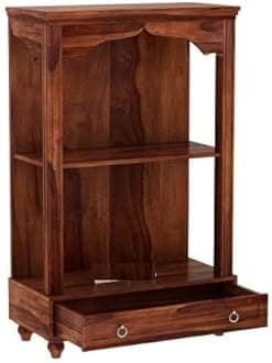 JB Art Solid Wood Temple Mandir in Sheesham Wood Home & Office Furniture Pooja Mandir with Door for Home & Office & Shop Furniture (Honey)