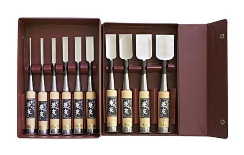 Yataro Japanese Woodworking Chisel 10 pc Set White Paper Steel