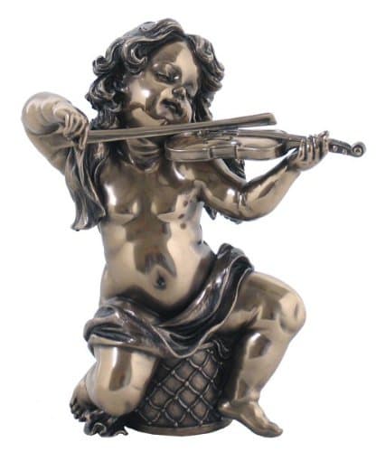 Unicorn Studios GN08445A1 Cherub Playing a Violin Sculpture - Bronze