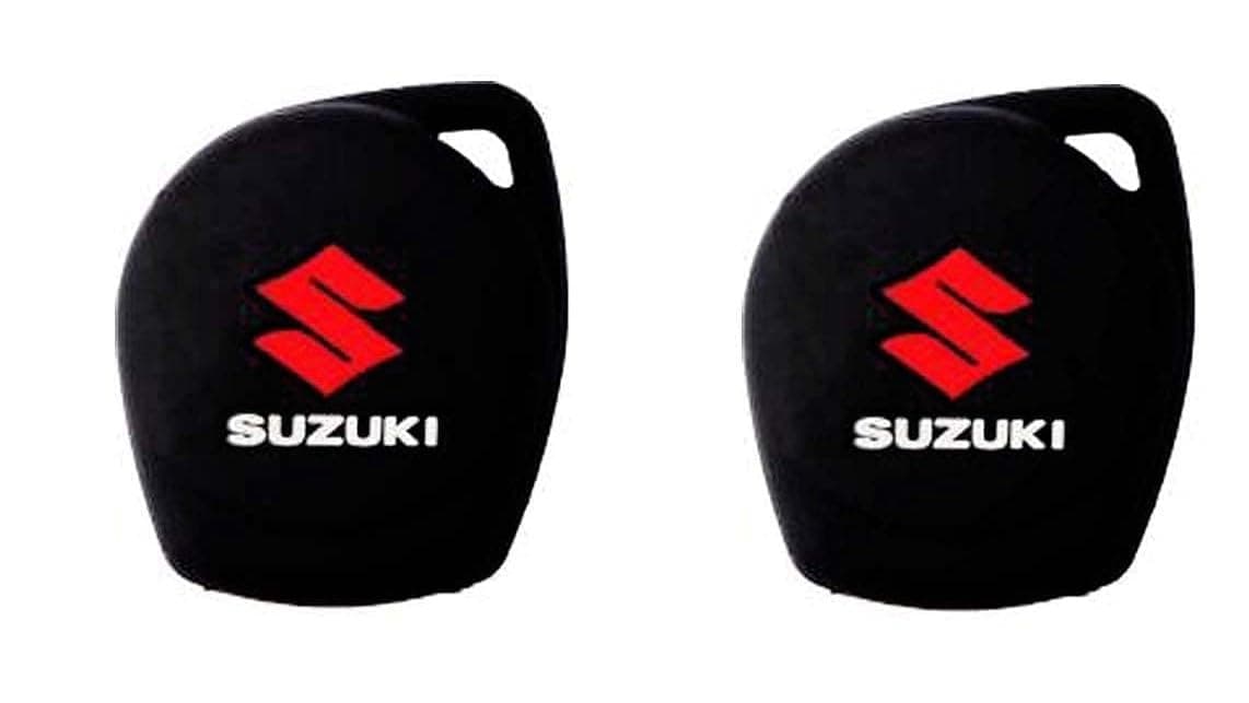 Cloudsale Silicone Key Cover Compatible with Maruti Suzuki 2 Button Remote Key Black (Pack of 2)