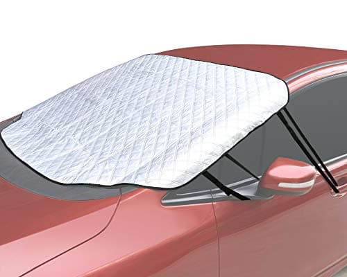 SEG Direct Universal Car Windshield Sunshade, Snow Cover, Fits Cars SUVs MPVs Pickup Trucks Vans, All Season Protector - Reflects Sunlight and Prevents Snow Build-up, Extra-Large