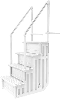 Above Ground Anti-Slip Pool Steps to Deck | Safety Swimming Pool Ladder | Designed for Above Ground Swimming Pools | Holds Up to 400 Pounds | White