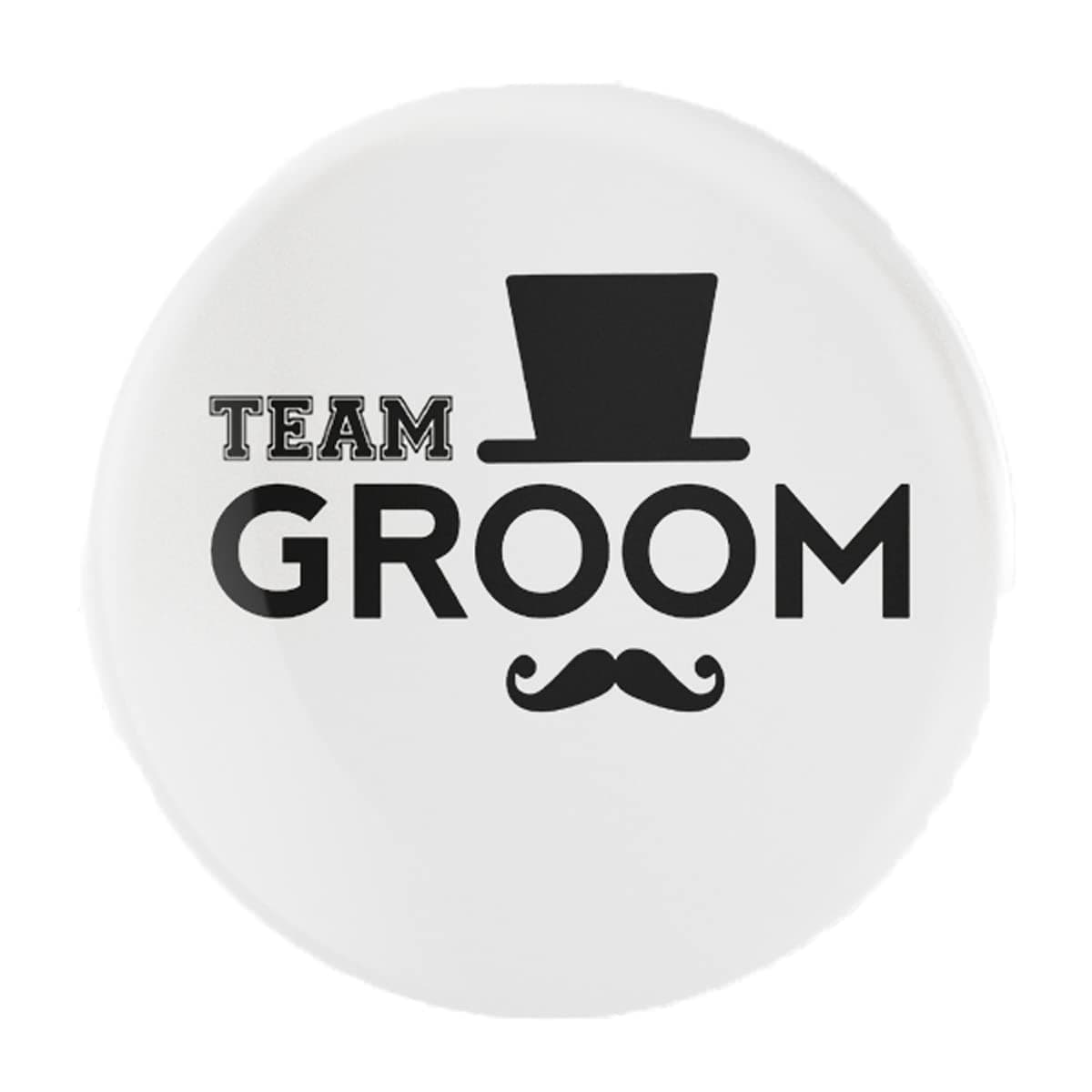 Nio Prints Team Groom badges|Wedding badges (props) for Team Ladkewale and family|Batches for Wedding, Bachelor/Reception Party and Events|Groom squad badge|Multicolo|Size 58mm (Pack of 25, TG 1)