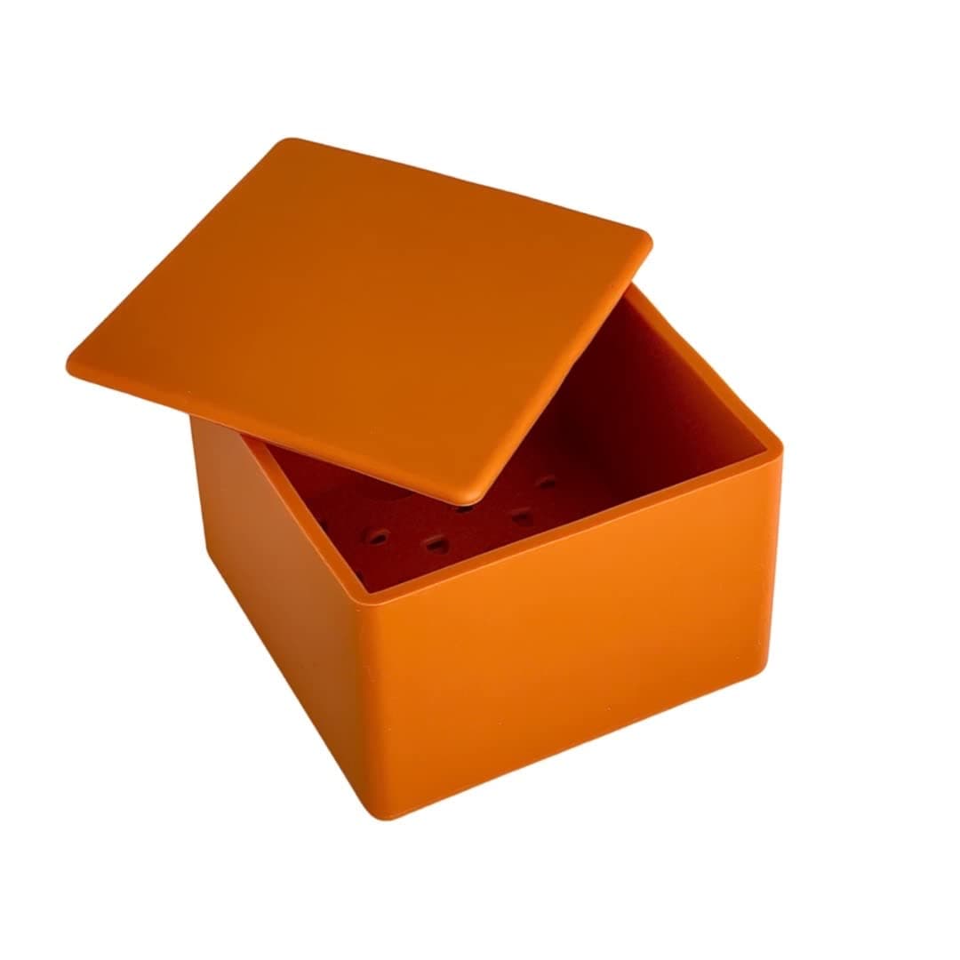 CapaBunga Cheese Vault for Soft Cheese - Reusable Artisan Cheese Storage Container for Fridge - Food Grade Silicone Cheese Container 5x5x3.5” - Easy to Clean Cheese Keeper for Refrigerator – Orange