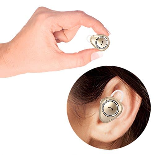 Mini Bluetooth Headset,LAPOND Newest Smallest Wireless Invisible In-Ear Bluetooth Mini Earphone Earbud Headset Headphone Earpiece For iPhone Samsung LG Motorola HTC Android IOS Smart Phones (Gold)