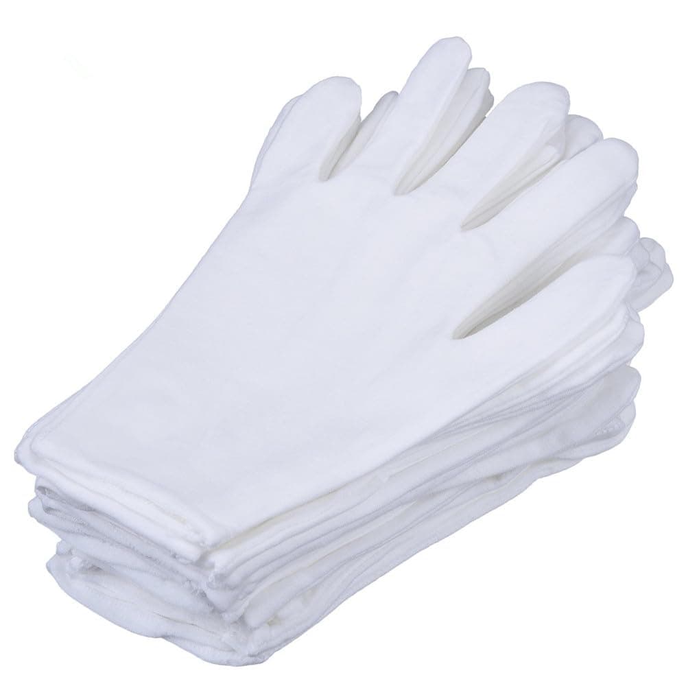 S&DIAN 8 Pairs White Cotton Gloves 7.5" Medium Size, film, coins, CD/DVD, Handling Gloves