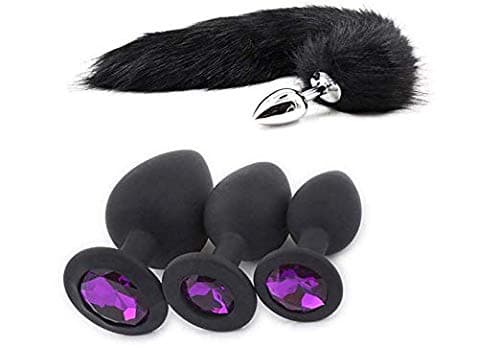 Cllandy 23- Ànâ.les Plù-.gs Trainer Kit with Cosplay Toy Super Long Fox Tail Back Court Metal Fox Tail Back Wand Massage for Women&Male (4Pcs-1)