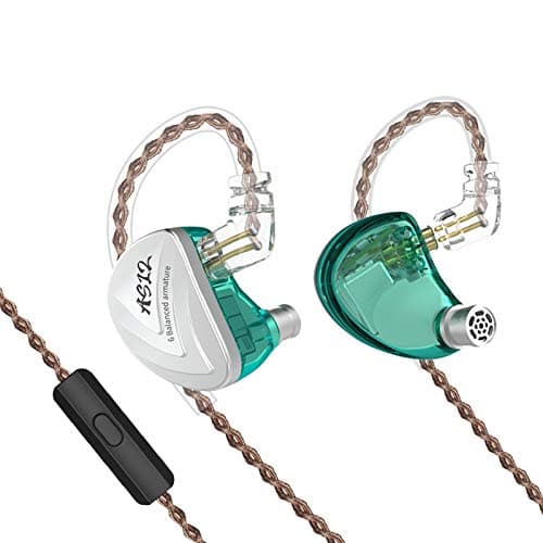 KZ AS12 Earphones 12BA Balanced Armature Drives HiFi Bass in Ear Monitor Headset Noise Cancelling Earbuds Zinc Alloy Headphones (with Mic, Cyan)