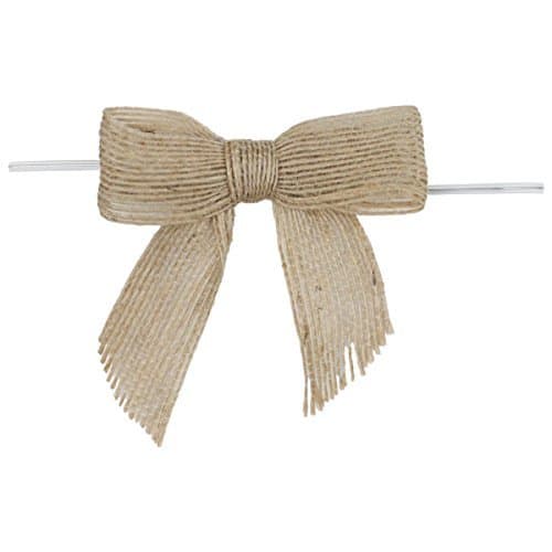 Pre-tied Bow 12 Pack of Natural Jute Bow with twist tie