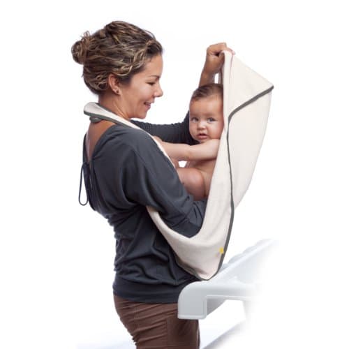 aacua Infant to Toddler 4 in 1 Multi-Use Organic Bath Towel (Organic Grey Trim)