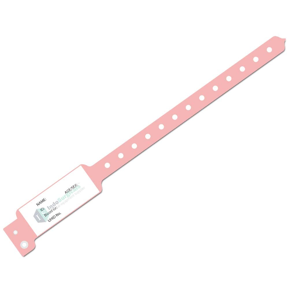 IS IndoSurgicals ID Band for Hospital, Patient Identification Band Adult, PINK Color (Pack of 100 Pcs.)