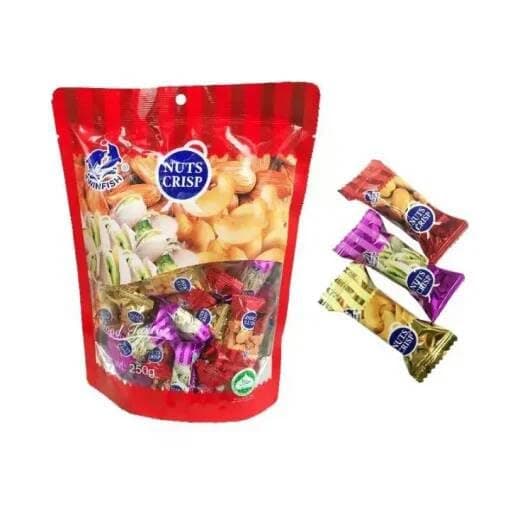 Nuts Crisp Chinese Toffee With Delicious Assorted Flavour Peanut, Almond, Pista, Cashew Offering a Satisfying Mix of Textures & Flavors 250g
