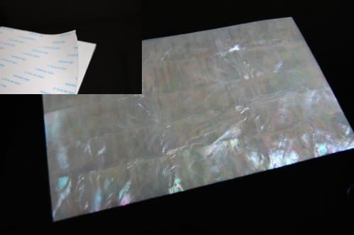 Coated Adhesive Veneers White Mother-of-Pearl Shell Sheet (9.4" x 5.5" x 0.007")