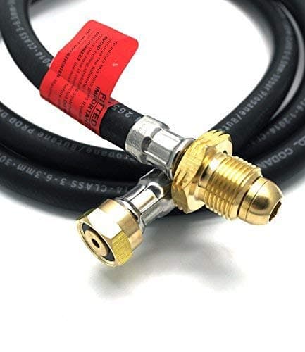 5 metre POL x W20 Pigtail Caravan Propane Hose with NRV and EXESS Flow VALVES