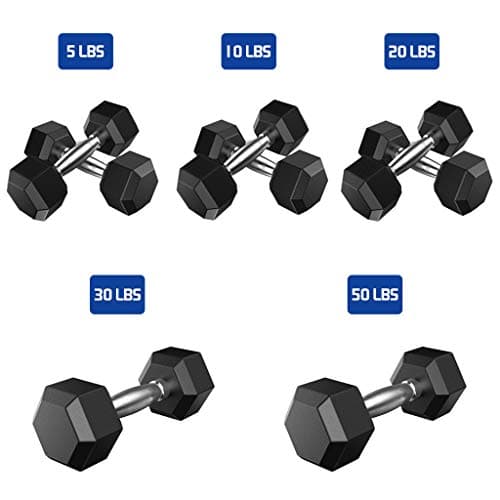 Ennglun 2 hex Rubber Dumbbells, 1 Pair of Heavy Dumbbells (5 lbs, 10 lbs, 20 lbs, 30 lbs, 50 lbs)/Adjustable Dumbbell Sets