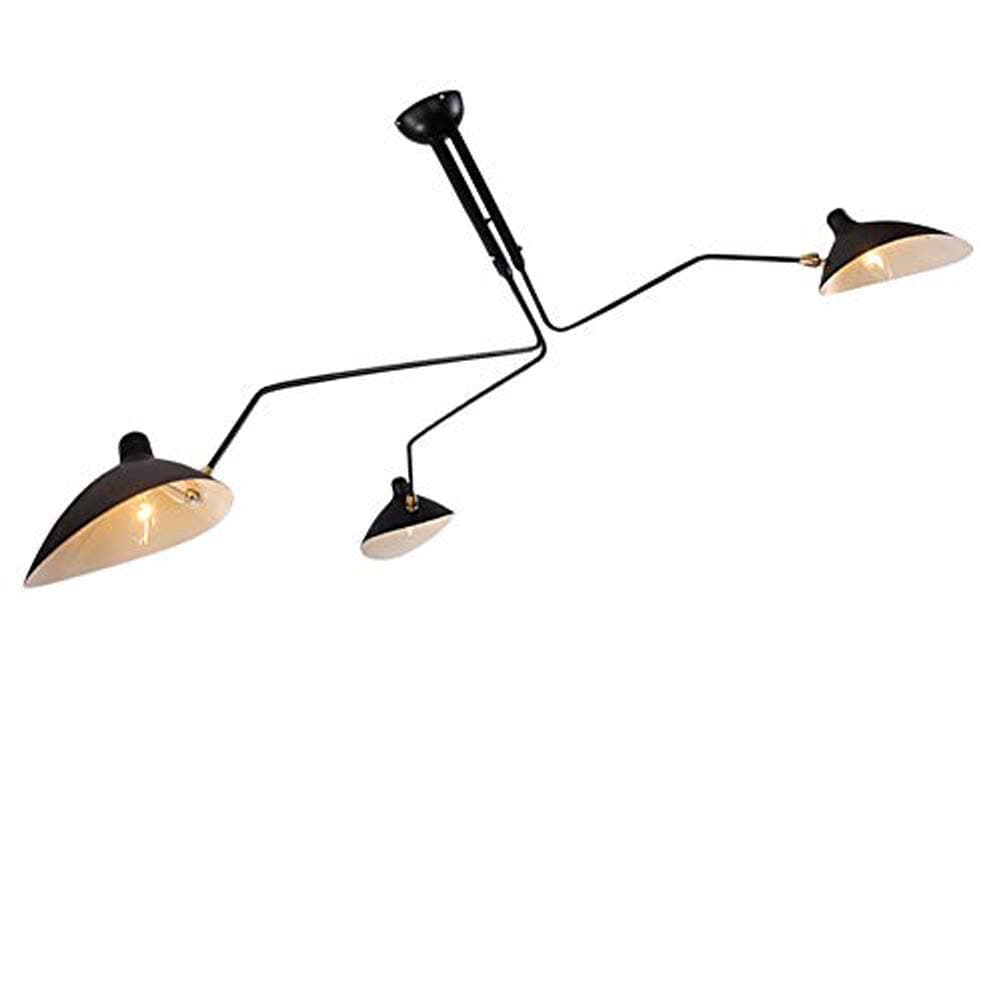 Retro Industrial Ceiling Light, Vintage Dining Room Lamp, 3 Bulbs, Swivelling Lampshade, Ceiling Lamp, Black Industrial Lamp, Creative Decorative Lamp, Socket: E14, Max. 60 Watt, Metal