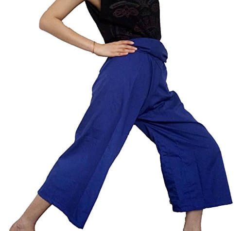 Thaideedee Plus Size Man and Women Thai Fisherman Jumbo Wrap Pants, Blue, 51" Waist