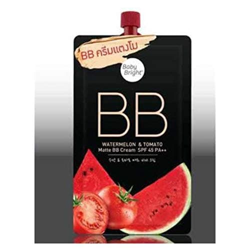 [WARIZZA Proudly Presents] Baby Bright Watermelon & Tomato Matte BB Cream SPF45 PA++, Reducing Dullness, Delaying Wrinkles, Travel Size, 7g (Pack of 3) [Free Beauty Gift from WARIZZA]