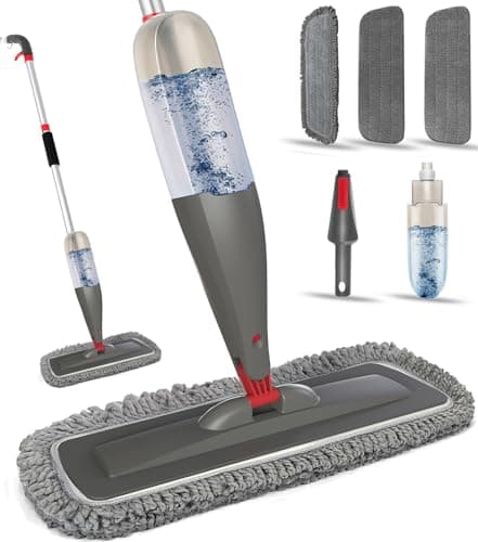 CLDREAM Spray Mop for Floor Cleaning with Washable Pads, Microfiber Wet Mops with 800 ml Refillable Bottle,Reusable Dust Mops with Sprayer for Hardwood Lamina (Grey, 800 ML Mop)