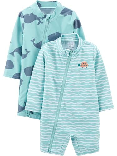 Simple Joys by Carter's Boy's Baby and Toddler Boys' 2-Piece Swimsuit Trunk and Rashguard Rash Guard Set