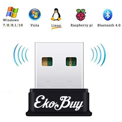 EkoBuy Bluetooth 4.0 USB Dongle Adapter for PC, Broadcom Chipset for Windows 10/8/7/Vista/XP, Linux compatible Bluetooth Speakers, Headphone, Keyboard, Mice and More - Plug and Play on Windows 7/8/10
