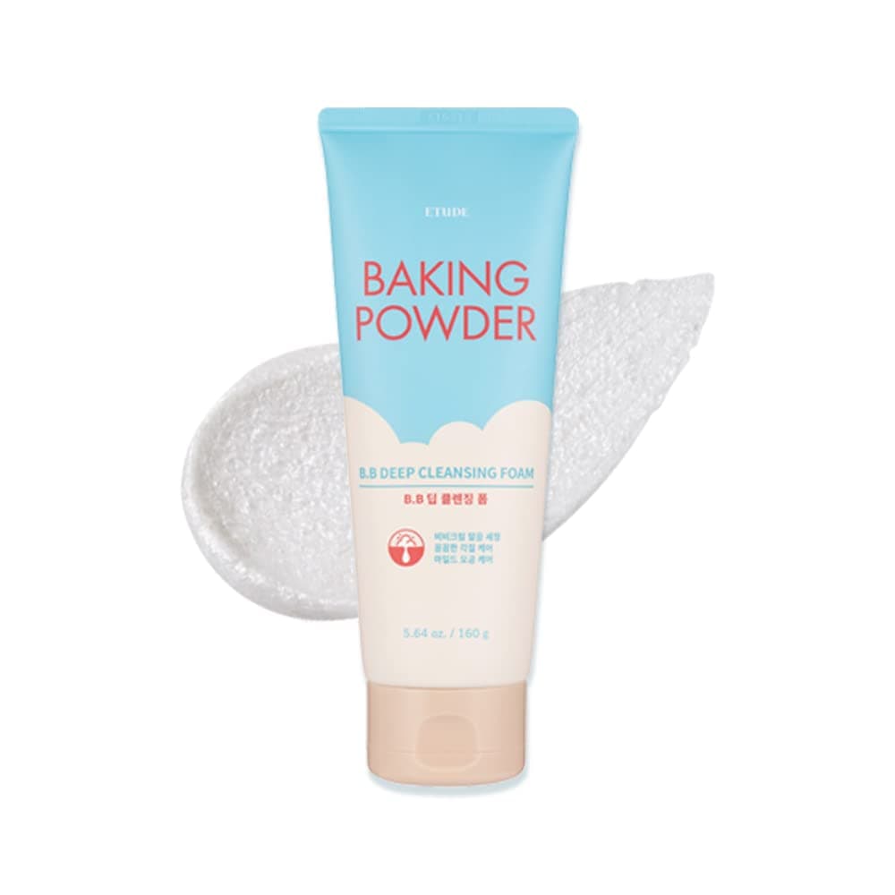 Baking Powder B.B Deep Cleansing Foam, 2 in 1 Rice Bran + Baking Powder, Creamy Bubble + Scrub Exfoliate Skin, Fash Wash, Deep Cleanser for Makeup, Korean Skin Care, Beauty (5.64 Ounce)