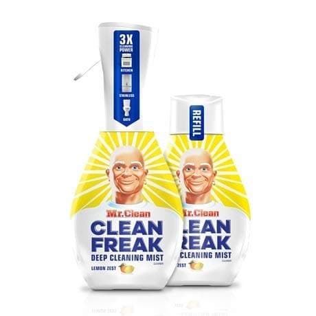 Mr. Clean Freak Deep Cleaning Mist Multi-Surface Spray Lemon Zest Bundle, 1 Starter + 1 Refill