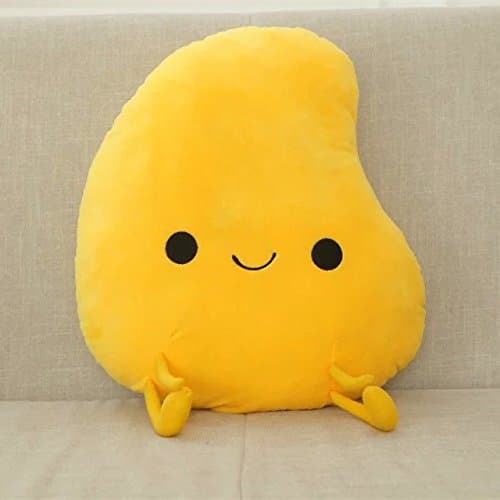 Cute Fruit Plush Toy Funny Pear Mango Apple Peach Emoji Pillow Sofa Decorative Pillow Cushion Valentine Gift (White) (Mango)