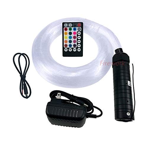 Firework LED Fiber Optic Light Star Ceiling Kit for Car or Room, 6W RGB Music Mode, 28 Keys Remote Controller, 220 PCS 0.03in 6.5ft Long