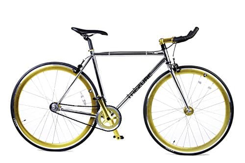 Trezure Bicycles 4130 Chromoly Fixed Gear/Single Speed/Fixie Bike Lightweight with Flip Flop Hub (Gold, 52CM)