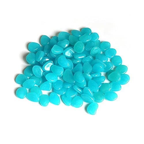 Amsenc Luminous Cobblestones 200 Pcs Pebbles Stones Glow in The Dark Aquarium Fish Tank Gravel Decorations,Fantastic Garden Yard (Blue)