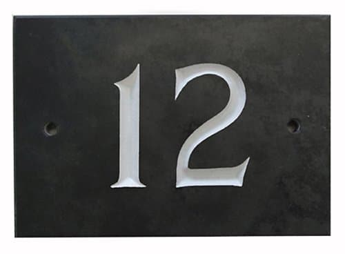 The House Nameplate Company Slate House Number, Charcoal Grey,Number 12