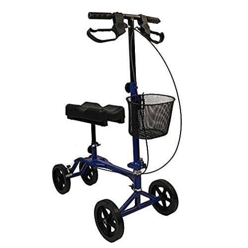 SSELF Knee Roller Steerable Knee Scooter Leg Walker Crutch with Attached Basket Alternative in Blue