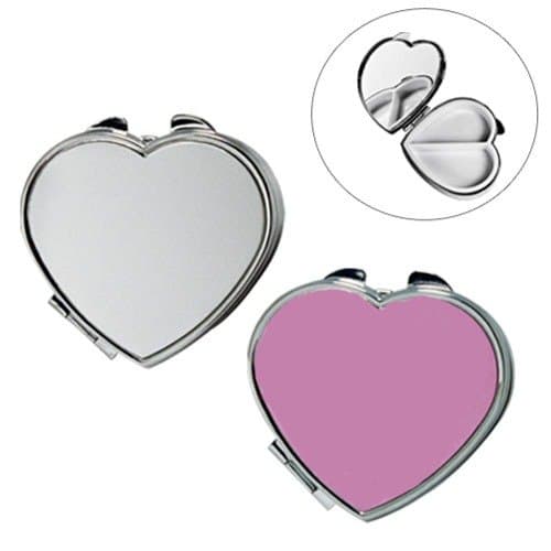 Heart Shape Metal Pill Box With Mirror