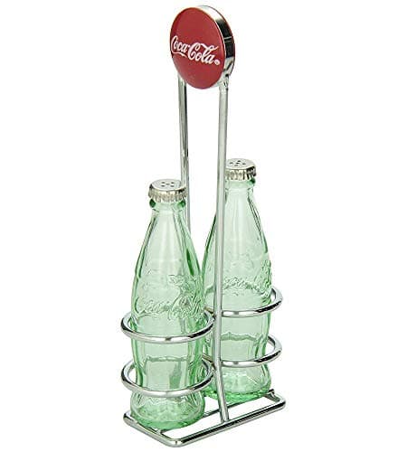 TableCraft Coca-Cola CC339N Salt and Pepper Shaker Set with Chrome Plated Metal Rack