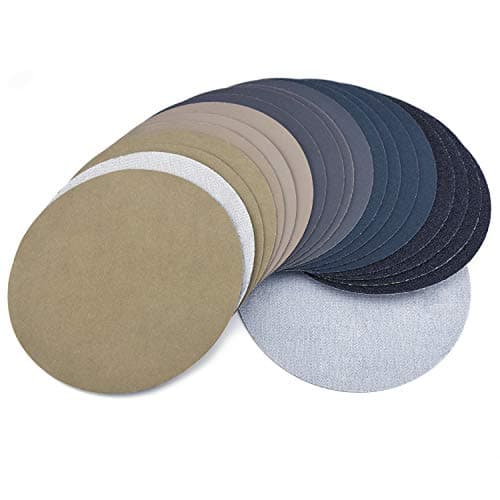 6 Inch (150mm) Assorted Grit High Performance Waterproof Hook & Loop Sanding Discs Heavy Duty Silicon Carbide Round Flocking Sandpaper for Wet/Dry Sanding Grinder Polishing Accessories, 20-Pack