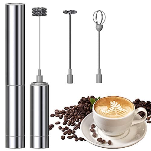 Milk Frother Handheld Three Layer of Whisk- Battery Operated Electric Foam Maker For Coffee, Latte, Cappuccino, Hot Chocolate(Grey)