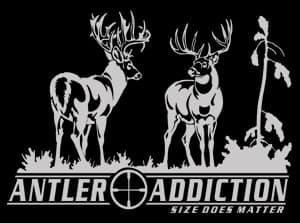 Antler Addiction Decal - Whitetail Deer Hunting Sticker - Automotive Window Decal - Whitetail Decal - Whitetail Deer Sticker - Whitetail Hunting - Size Does Matter - Hunters Image