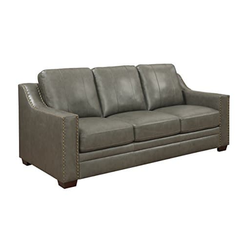 Stylistics Harrison Leather Sofa, 83" x 39" x 39", Grey