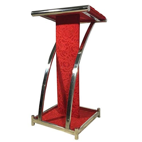 Decornt Heavy Podium Lectern (Lecture Stand) Presentation Dias Stand for Offices, School, Church, Public Speech & Conferences. Made-up Stainless - Steel Color Red - Height 4 FT X 1.5 FT Width.