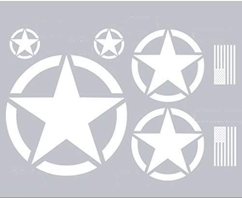 Wild Dingos LLC G0003 - Military Star Decal KIT - Custom Designed for use on - Jeep Wrangler Roxor Cherokee Compass Patriot & More (White)