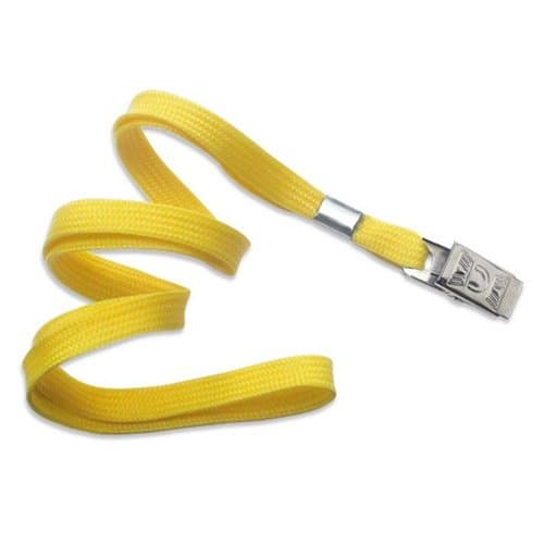 Yellow 36-Inch Flat Lanyards with Badge Clip, 100-Pack (CLANF36-YL)