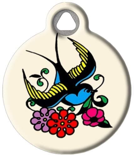 Classic Sparrow Tattoo - Custom Pet ID Tag for Cats and Dogs - Dog Tag Art - Large Size