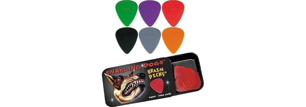 Snarling Dogs Brain Guitar Picks and Tin Box 1 Dozen 1.00 mm