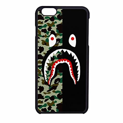 Toysdone Shark Face Case Camo Background Hard Cases Fashion Street Style Soft Silicone TPU Shockproof Bumper Compatible iPhone 7 8 Plus X XS Max 11 11 Pro Max(09182)